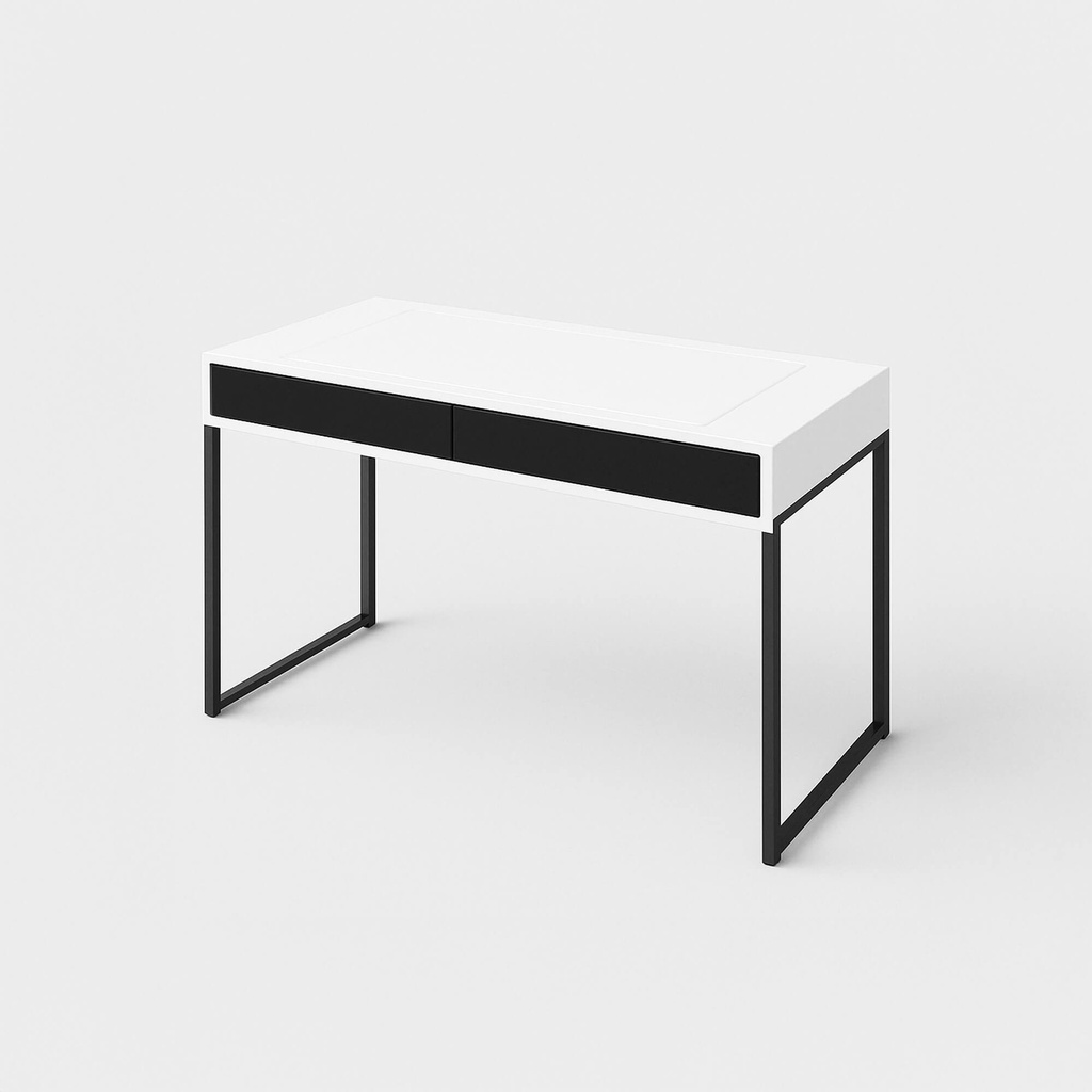 [FURN_0096] Escritorio personalizable (Blanco, Acero)